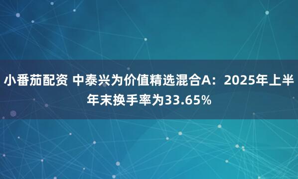 小番茄配资 中泰兴为价值精选混合A：2025年上半年末换手率为33.65%